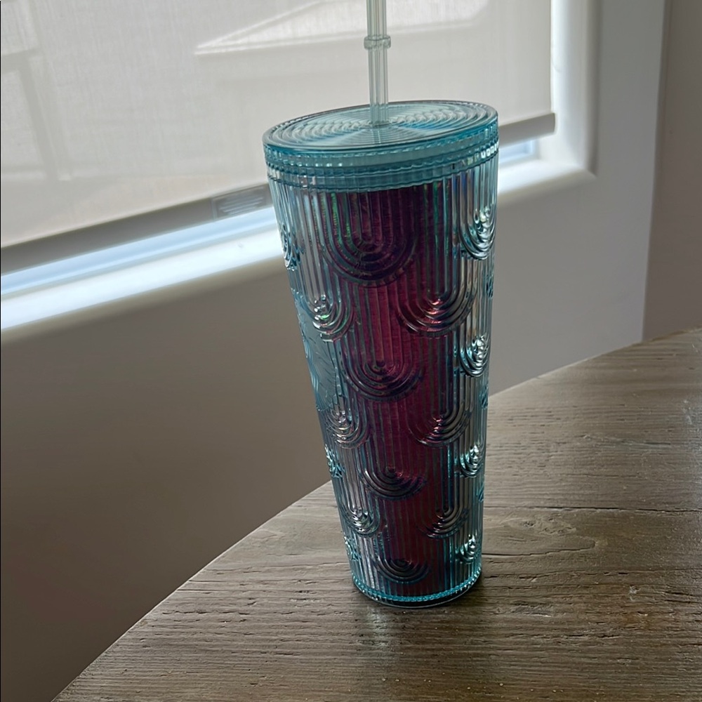 Starbucks Blue and Purple Coffee Tumbler with Textured Design